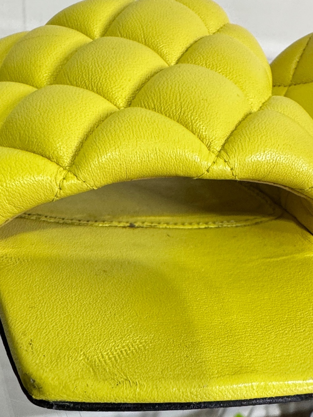 Bottega Veneta Padded Flat Slides Pear Yellow Quilted Leather Sandal EU 37 US 7 - Picture 9 of 16